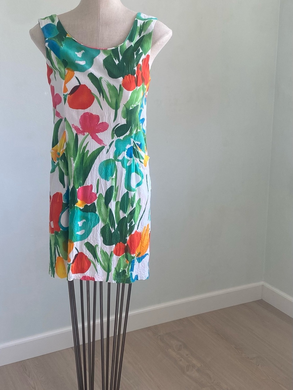 Jams World Vintage Floral Shift Dress with Green, Turquoise, Red  Accents